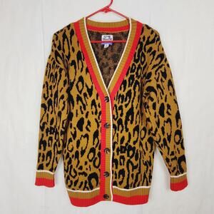 Future Collective Kahlana Barfield Brown leopard print cardigan Size XS Maximal